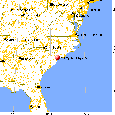 Horry County, SC map from a distance