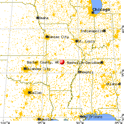 Baxter County, AR map from a distance