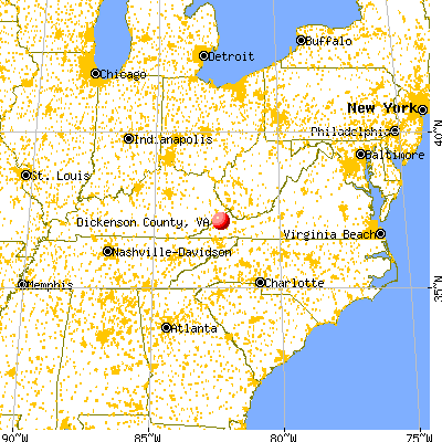 Dickenson County, VA map from a distance