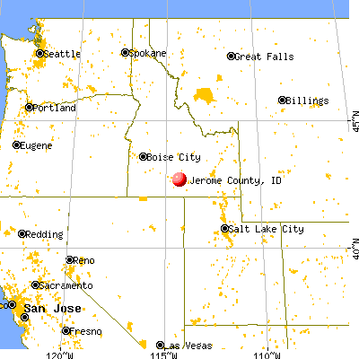 Jerome County, ID map from a distance