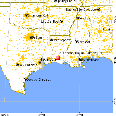 Jefferson Davis Parish, LA map from a distance