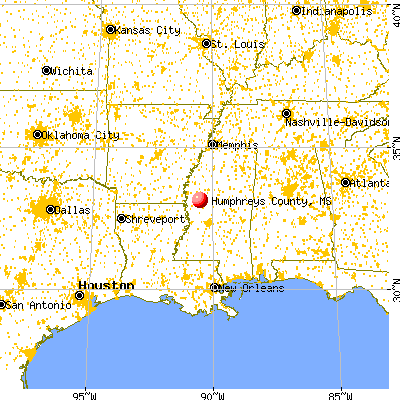 Humphreys County, MS map from a distance