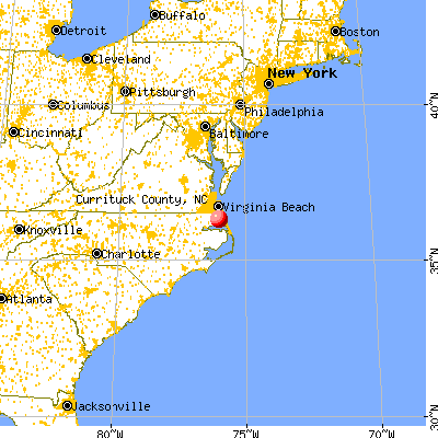 Currituck County, NC map from a distance