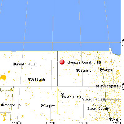 McKenzie County, ND map from a distance