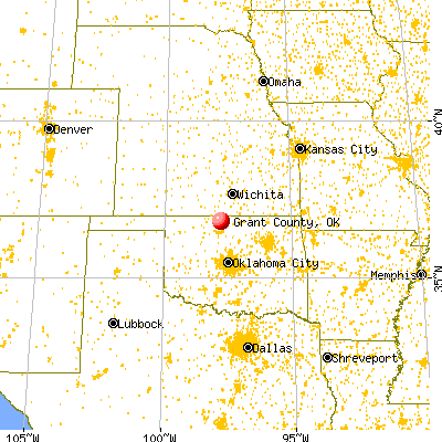 Grant County, OK map from a distance