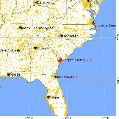 Jasper County, SC map from a distance