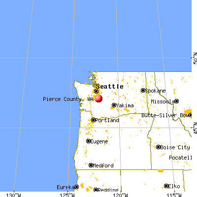 Pierce County, WA map from a distance