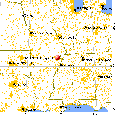 Greene County, AR map from a distance
