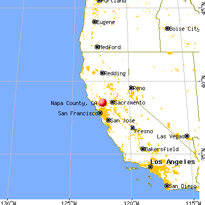 Napa County, CA map from a distance