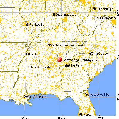 Chattooga County, GA map from a distance
