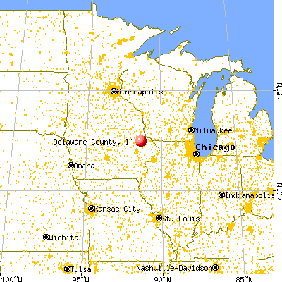 Delaware County, IA map from a distance