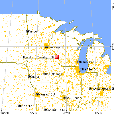 Houston County, MN map from a distance