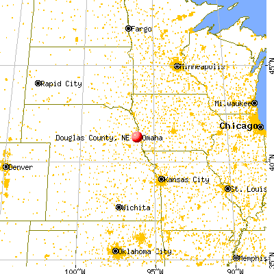 Douglas County, NE map from a distance