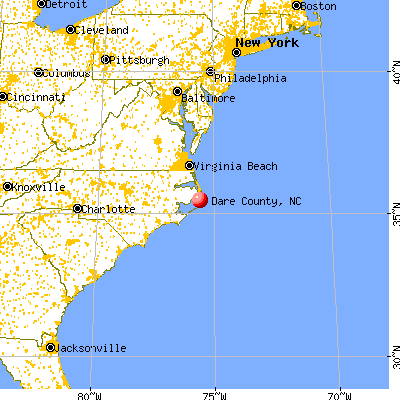 Dare County, NC map from a distance