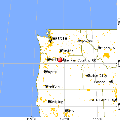 Sherman County, OR map from a distance