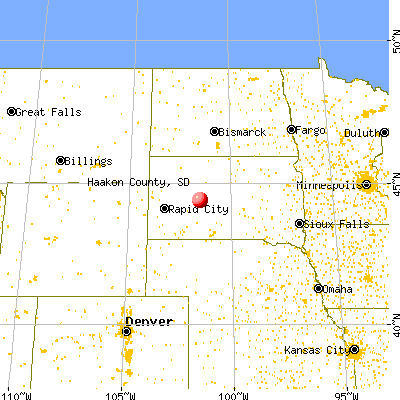 Haakon County, SD map from a distance