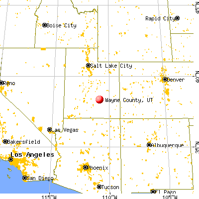 Wayne County, UT map from a distance