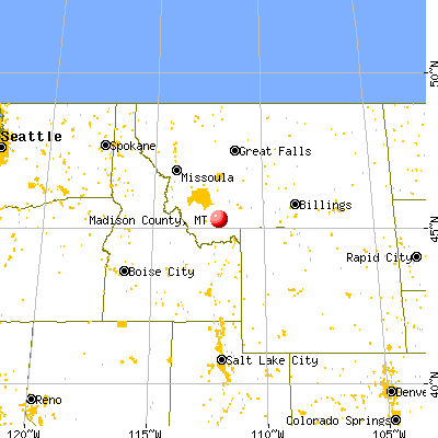 Madison County, MT map from a distance