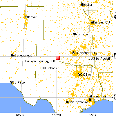 Harmon County, OK map from a distance