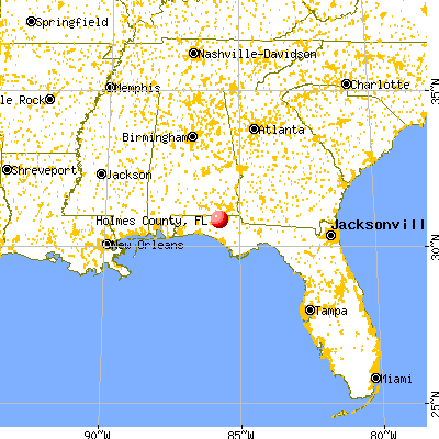 Holmes County, FL map from a distance
