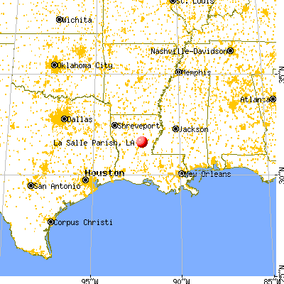 La Salle Parish, LA map from a distance