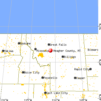 Meagher County, MT map from a distance
