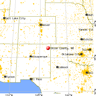 Union County, NM map from a distance