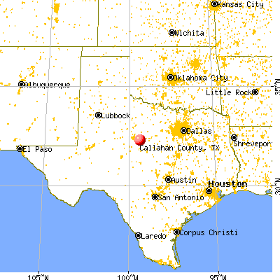 Callahan County, TX map from a distance