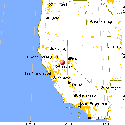 Placer County, CA map from a distance