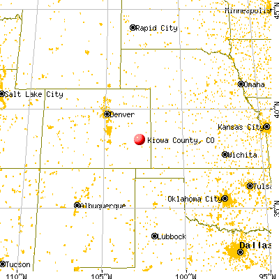 Kiowa County, CO map from a distance