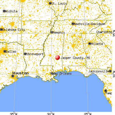 Jasper County, MS map from a distance