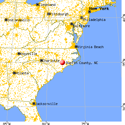 Duplin County, NC map from a distance