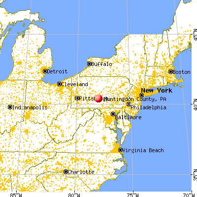 Huntingdon County, PA map from a distance