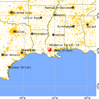 Ascension Parish, LA map from a distance