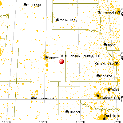 Kit Carson County, CO map from a distance