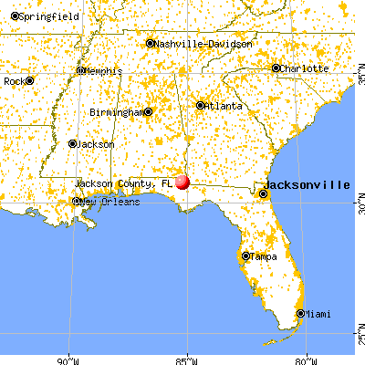 Jackson County, FL map from a distance