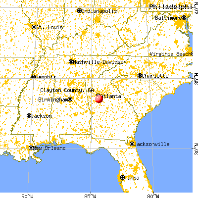 Clayton County, GA map from a distance