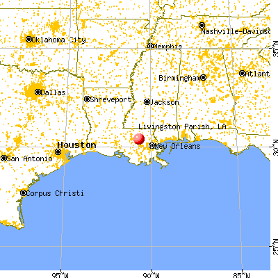 Livingston Parish, LA map from a distance