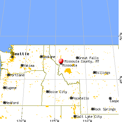 Missoula County, MT map from a distance