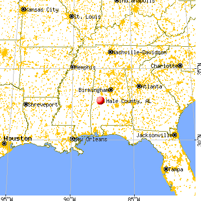 Hale County, AL map from a distance