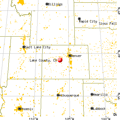 Lake County, CO map from a distance