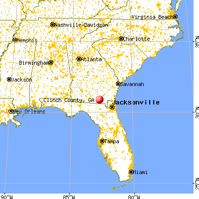 Clinch County, GA map from a distance