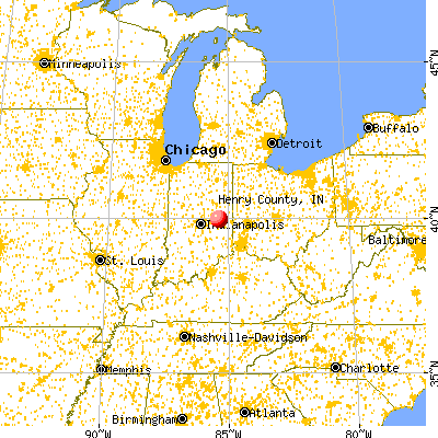 Henry County, IN map from a distance