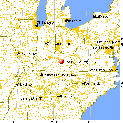 Estill County, KY map from a distance