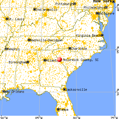 McCormick County, SC map from a distance