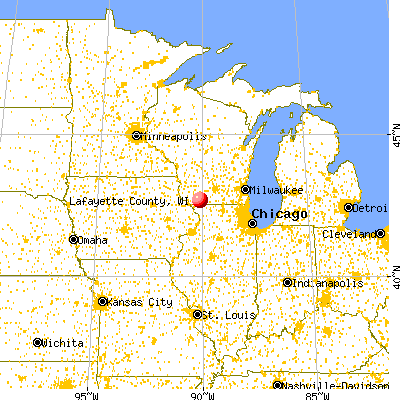 Lafayette County, WI map from a distance