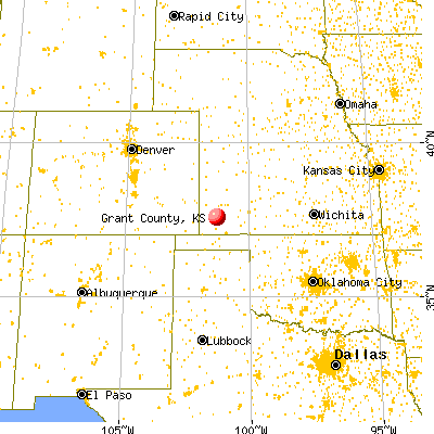 Grant County, KS map from a distance