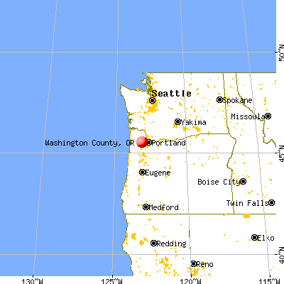 Washington County, OR map from a distance