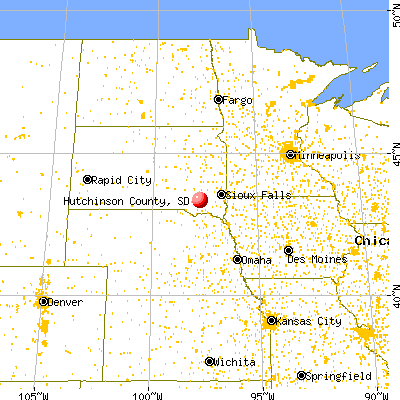 Hutchinson County, SD map from a distance