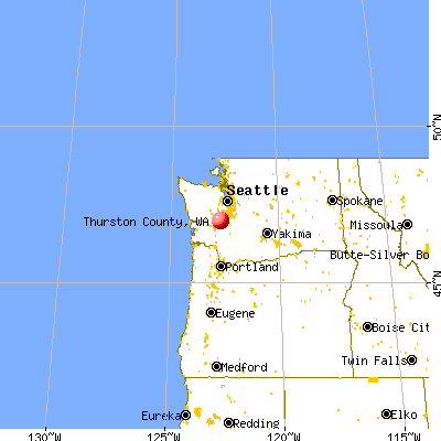 Thurston County, WA map from a distance